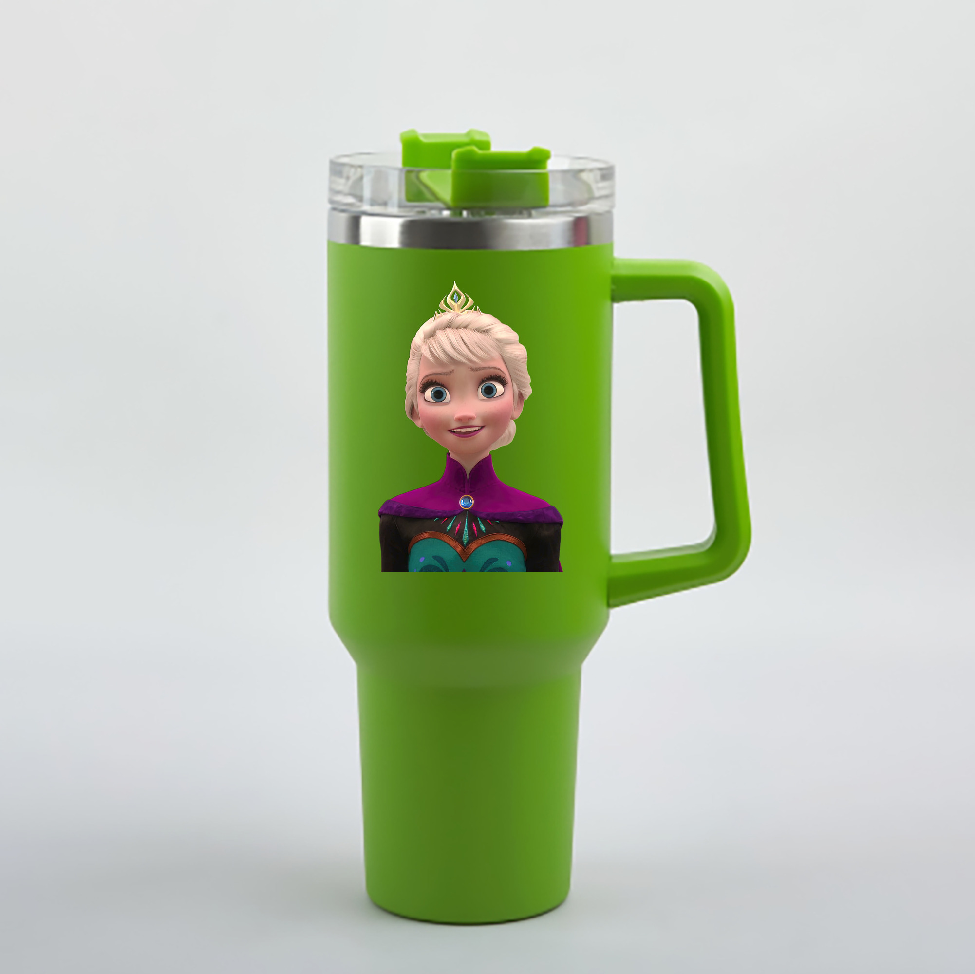 （画像用） アナと雪の女王 アンナ エルサ Frozen Anna Elsa 1200mL車用タンブラー - クリスタルステッカー（プラスチックストロー付き）